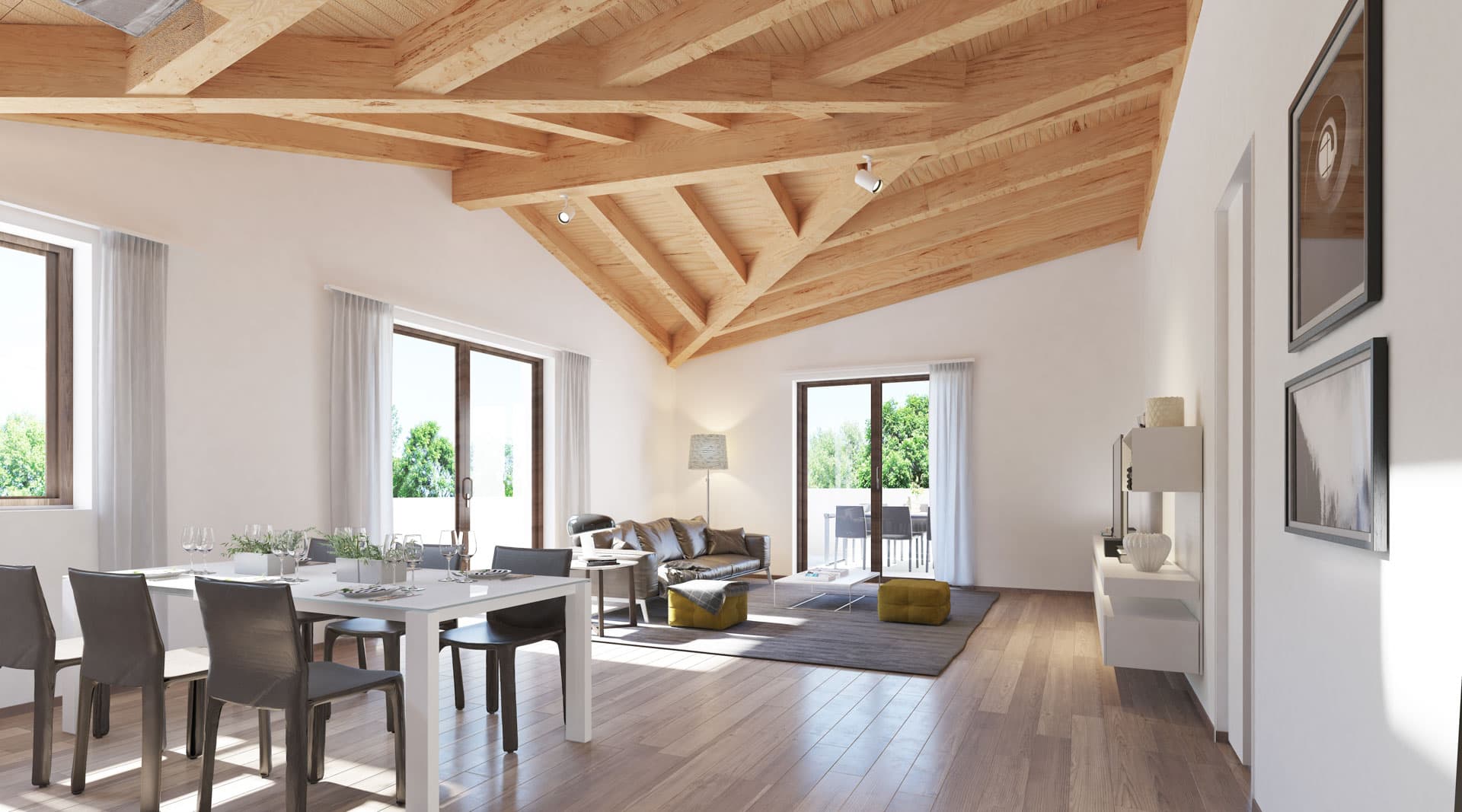 Attico luminoso con zona pranzo e living