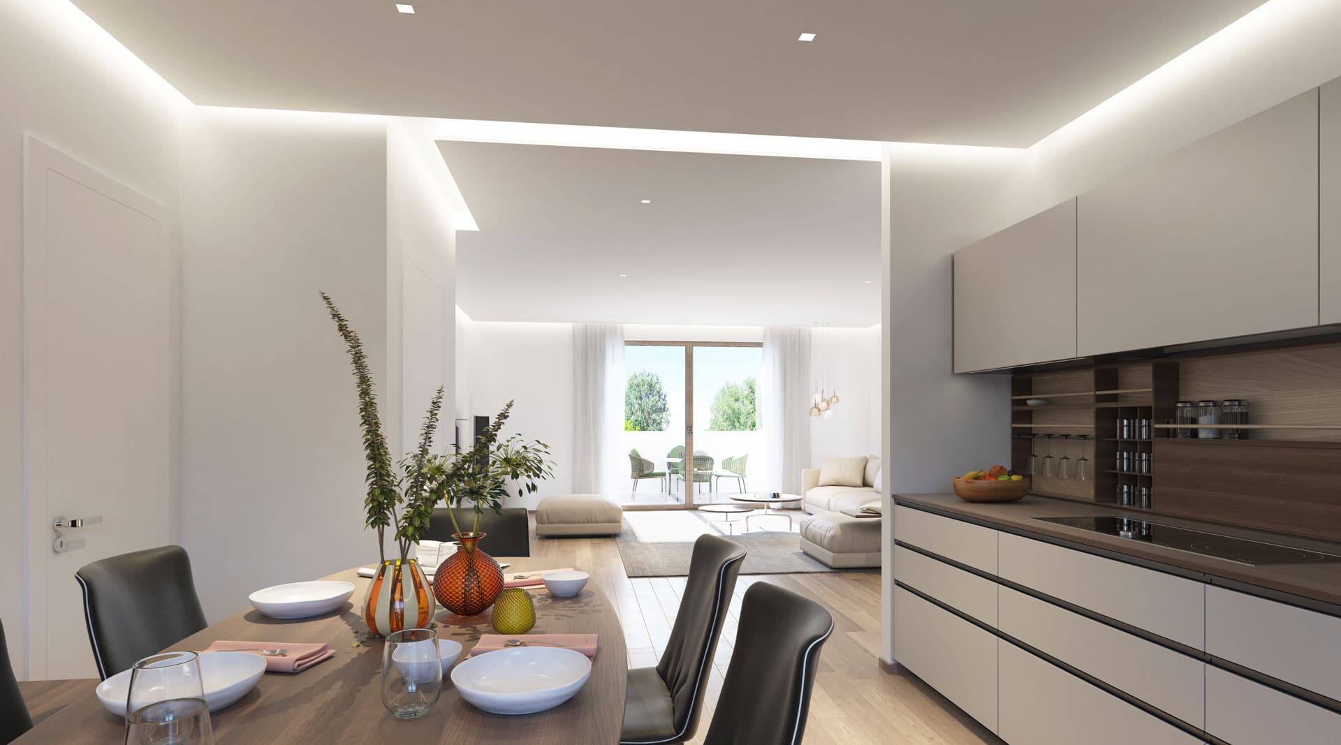 Living open space con cucina