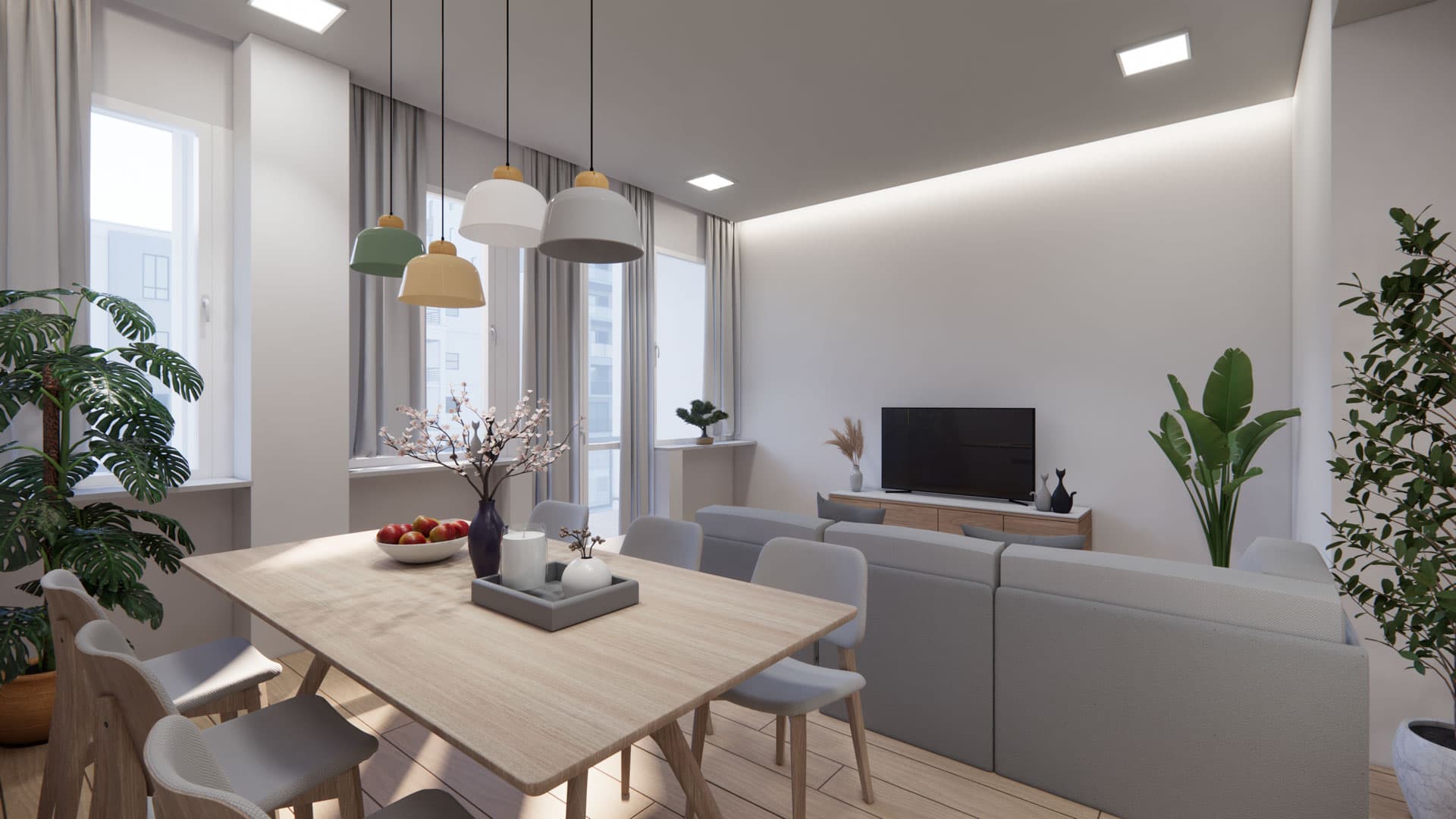 Living accogliente con zona pranzo